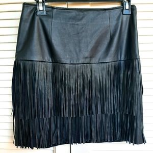 TROUVE PLEATHER FRINGE BLACK SKIRT